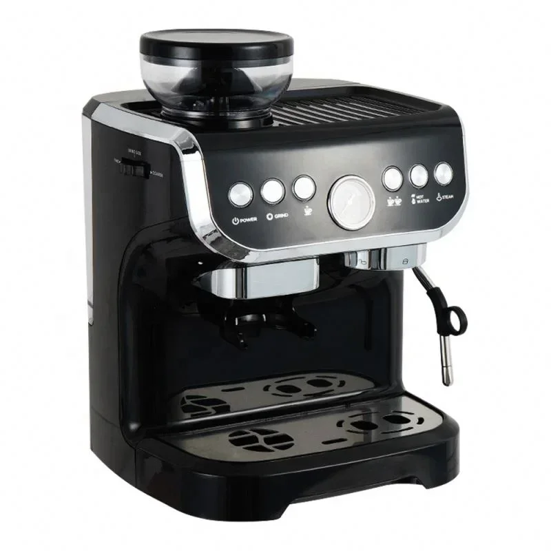 Professionelle Espressomaschinen Combo Cappuccino Kaffeemaschine Eingebaute Bohnenmühle mit Milchaufschäumer Dampfstab