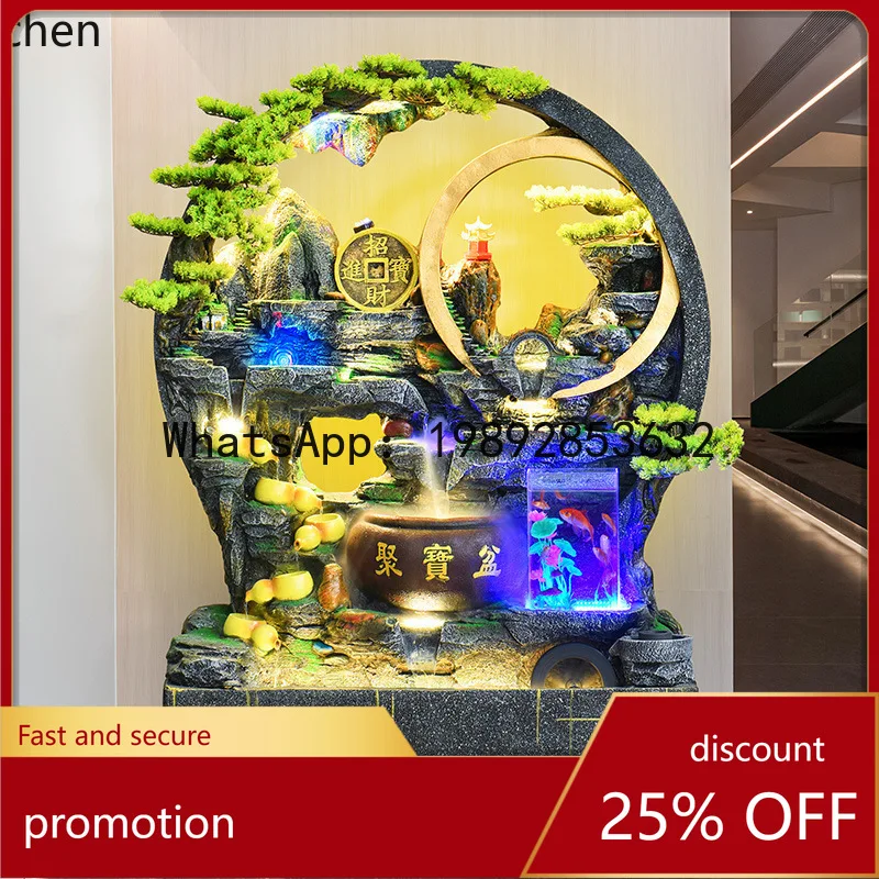 YFY  Artificial Mountain Water Fountain Indoor Living Room Floor Ornament Feng Shui Wheel Water Curtain Wall Water Screen