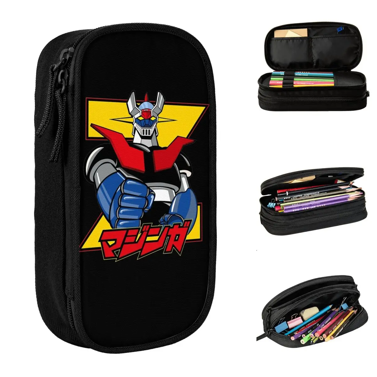 mazinger z robot pencil case creative pen box grandes bolsas de armazenamento estudantes e estudantes da escola presente pencil pouch 01