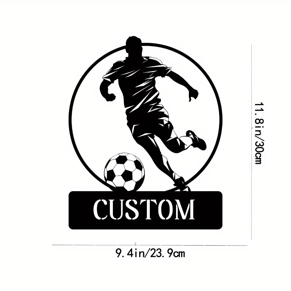 1pc Exclusive Tailored Football Player Metal Wall Decor with Personalized Matte Reusable Round Ideal for Home Office Sports Gift