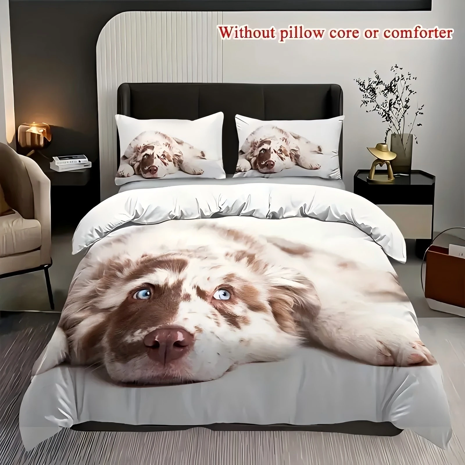 

Dog Pattern 3D Printed Bedding Cover Animal Theme Quilt Cover Set Soft Comfortable Polyester Cute Style Duvet Cover Pillowcase