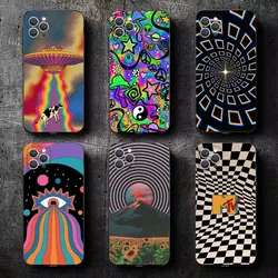 Psychedelic Trippy Art Phone Case For iPhone 16,15,14,13,12,11,Plus,Pro Max,XS,X,XR,SE,Mini,8,7 Soft Silicone Black Cover