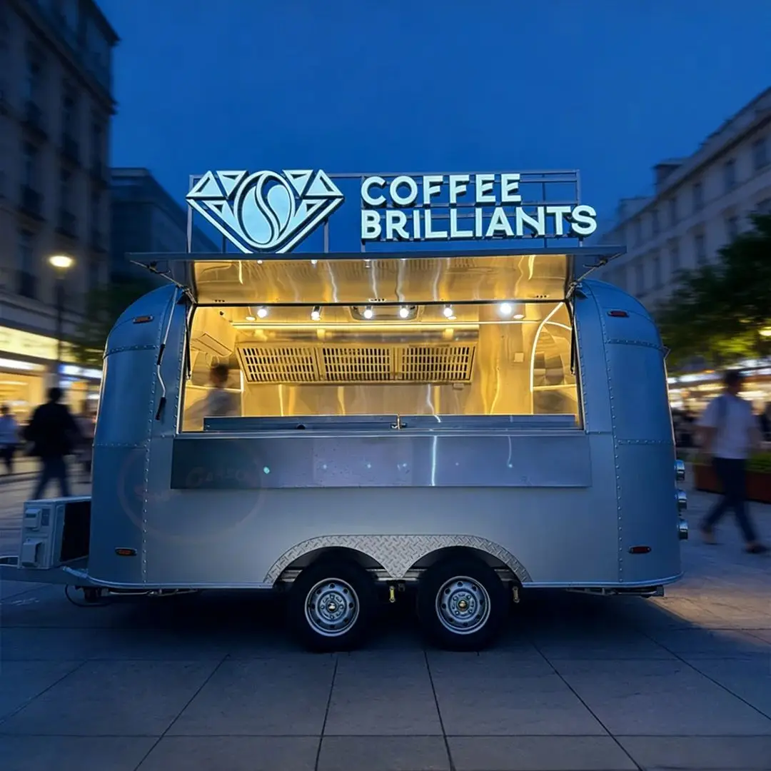Customizable Commercial Food Truck Street Coffee Vending Trailer with Ventilation System And Workstation for Business