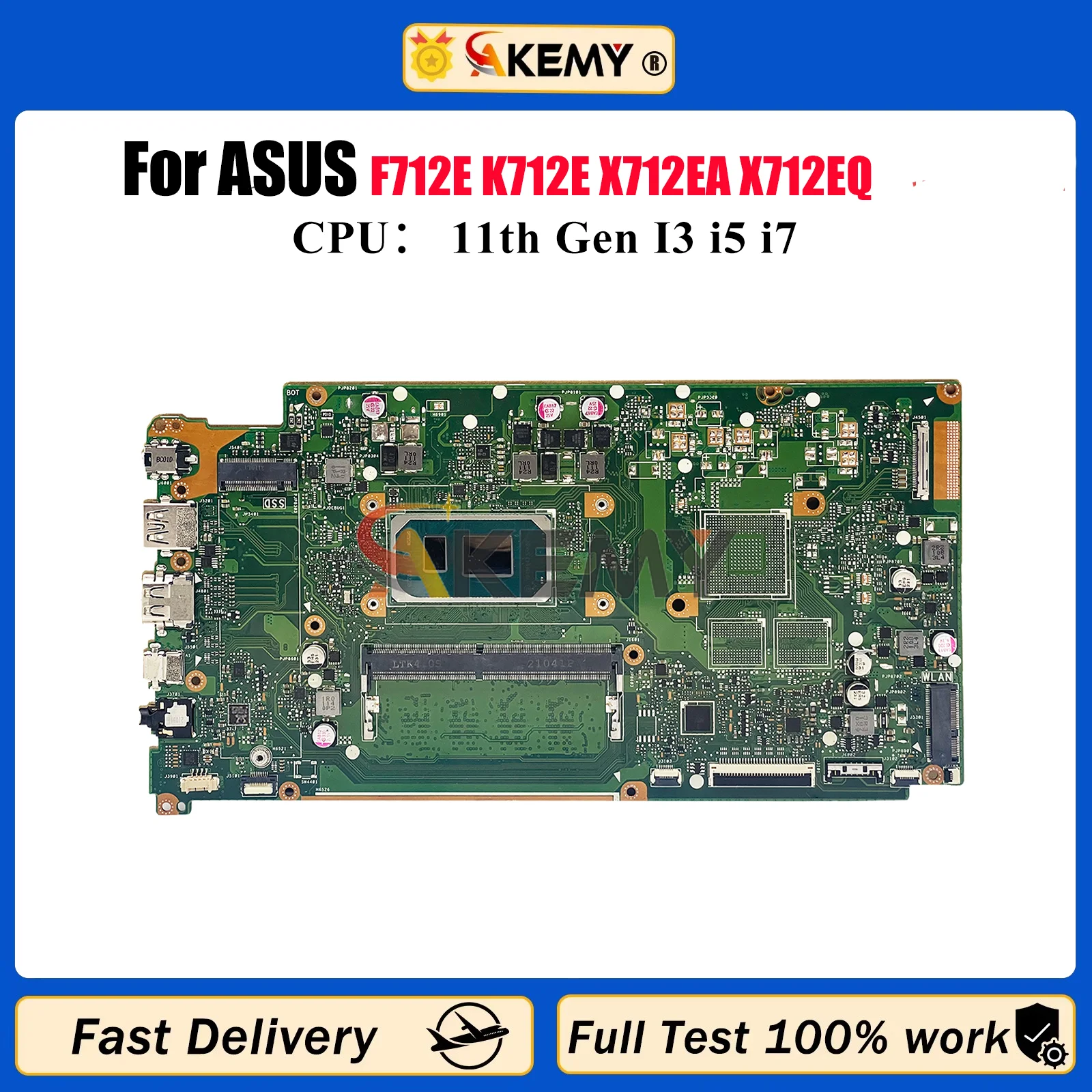 

X712EA Laptop Motherboard For ASUS VivoBook X712E F712E K712E X712EA X712EQ Mainboard With 11th Gen I3 i5 i7 100% tests OK stk