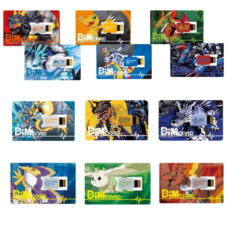 Digimon Adventure ESPIMON RYUDAMON DINOSALIR ROAR WOLF HOWL Medarot Agumon DIM Card Protective Film Stingmon Figure Model Cards