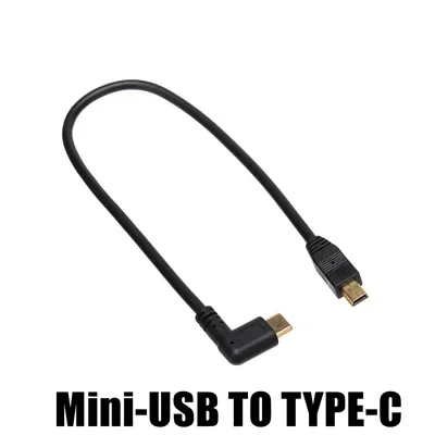 كابل USB صغير ومايكرو USB 5 دبوس ذكر إلى ذكر USB 3.1 نوع C بزاوية OTG كابل بيانات محول كابل شحن طول 25 سنتيمتر