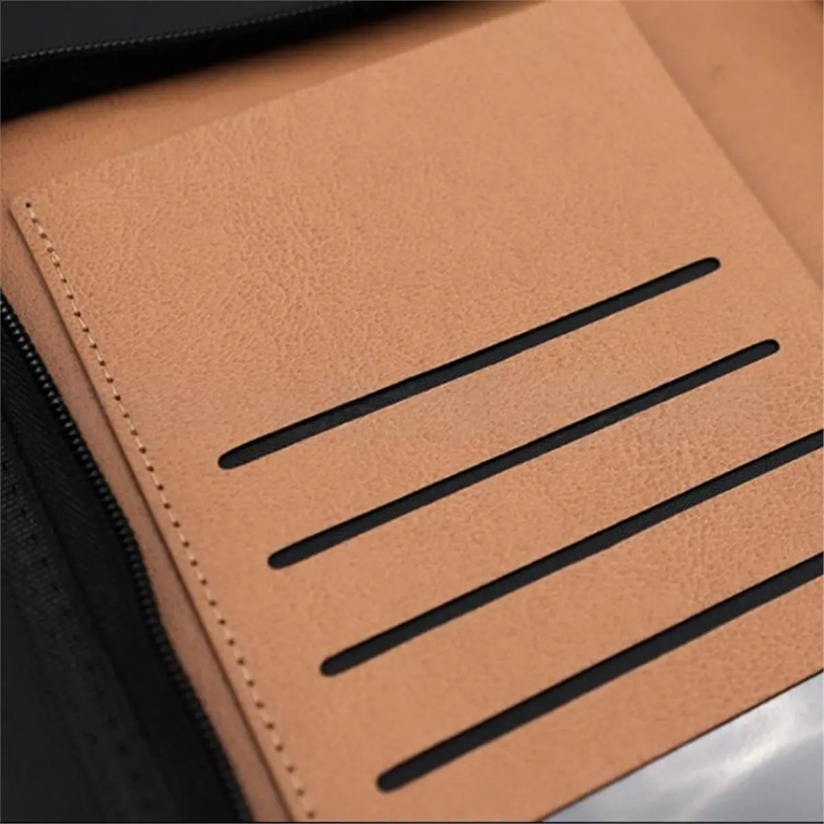 Multi-use Gear A5 Zippered PU Leather Binder Notebook, Multi-Functional Loose-Leaf Organizer with Card Slots