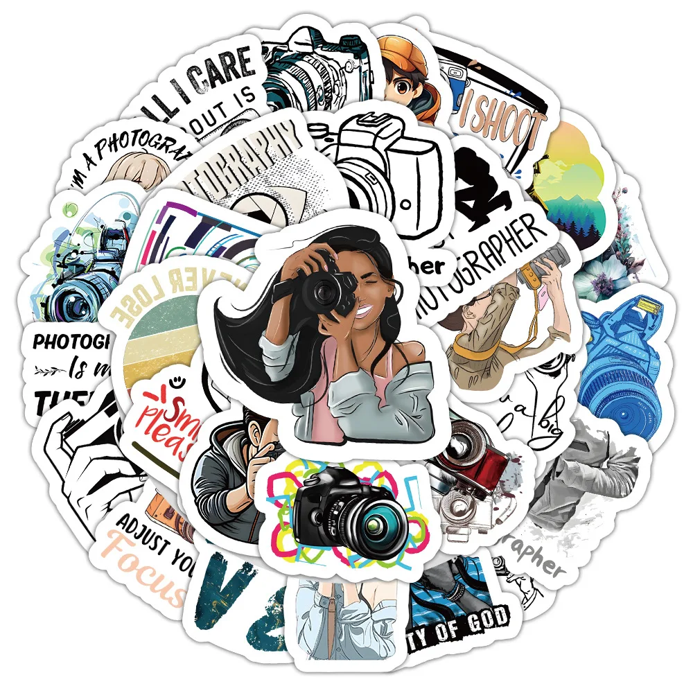 10/54PCS Interesting Photographer Cartoon Sticker Camera Gadget Decals Luggage Skateboard Cup Phone Suitase Waterproof Sticker