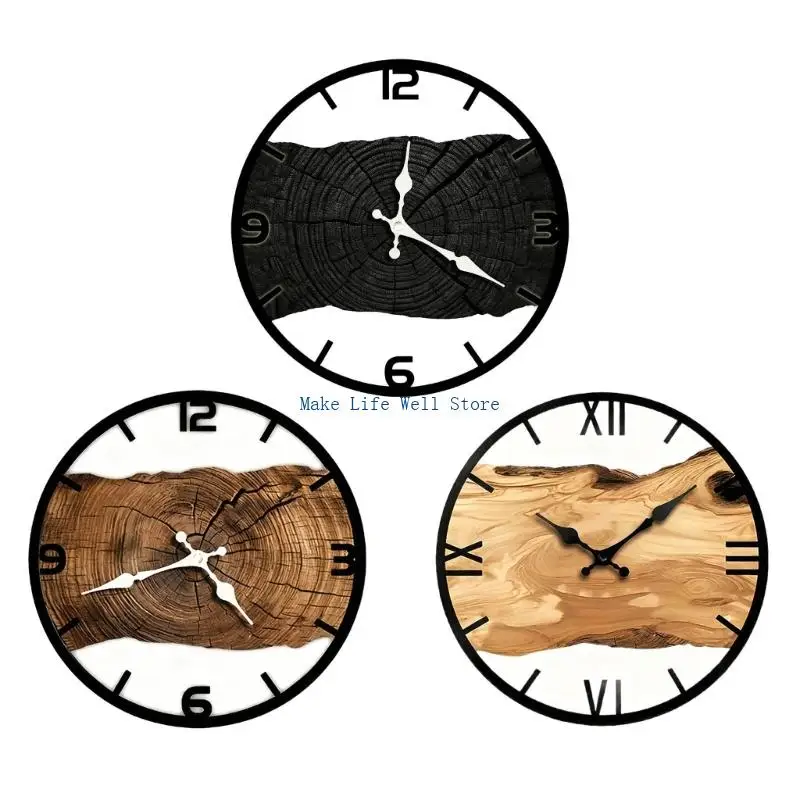 Horloge artistique à croissance d'arbre, mouvements silencieux, combinaison métal bois