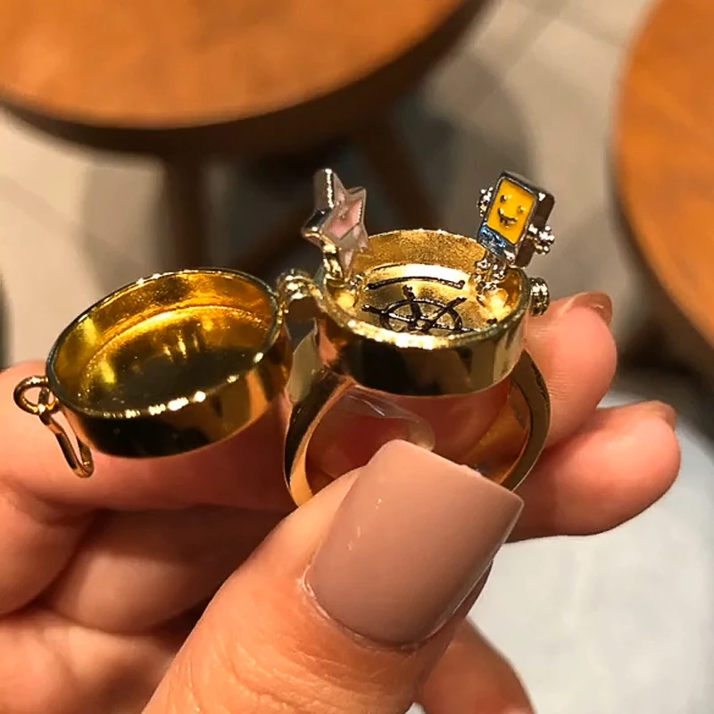 Fashion Ring For Teen Cute Anime Opening Ring For Woman Man Jewelry Close Forever Friend Birthday New Party Gift