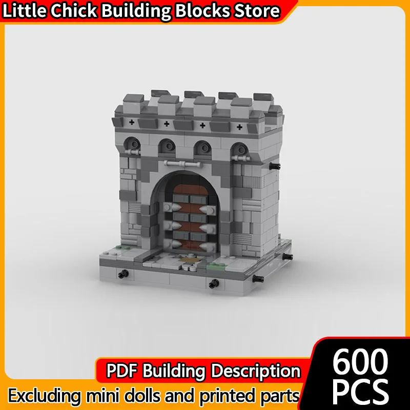 

Medieval Castle Model MOC Building Bricks Closed Rock Gate Modular Technology Children Holiday Gifts Assemble Toys Suit
