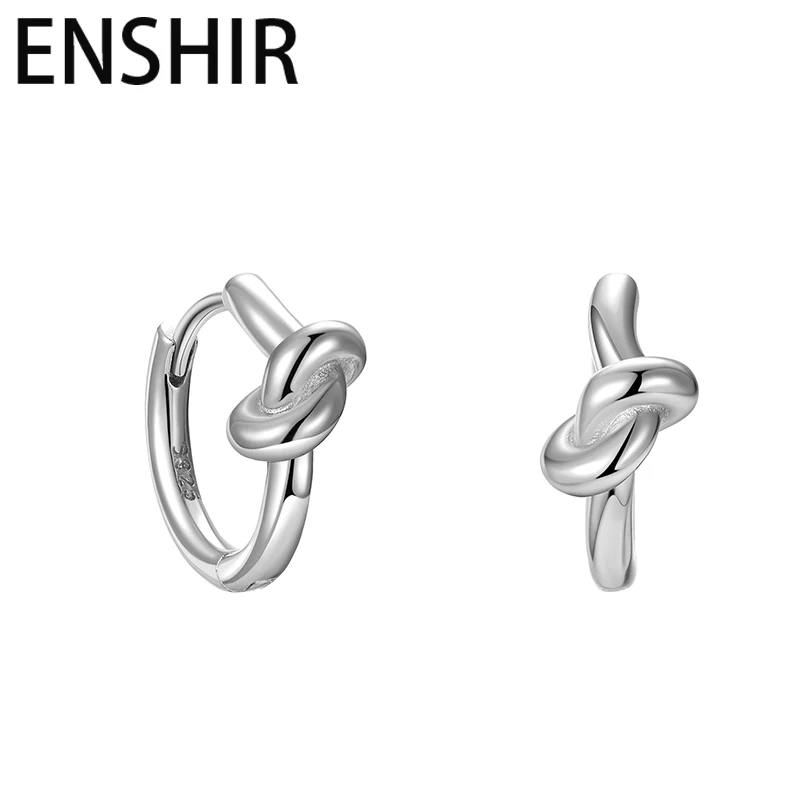 ENSHIR Golden Knot Hoop Earrings for Women Ins Exquisite Simple Jewelry Gift Accessories