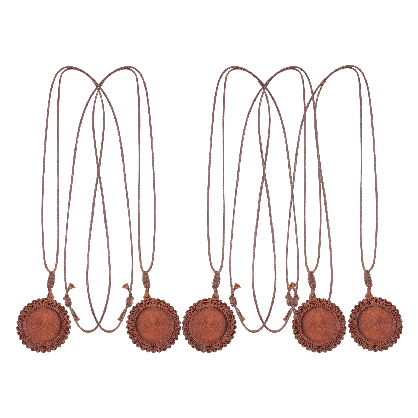 

5pcs Wooden Pendant Trays Hollow Design Diy Jewelry Making Charms Handbag Photo Frame Accessories Wood Bezel Kit Bulk