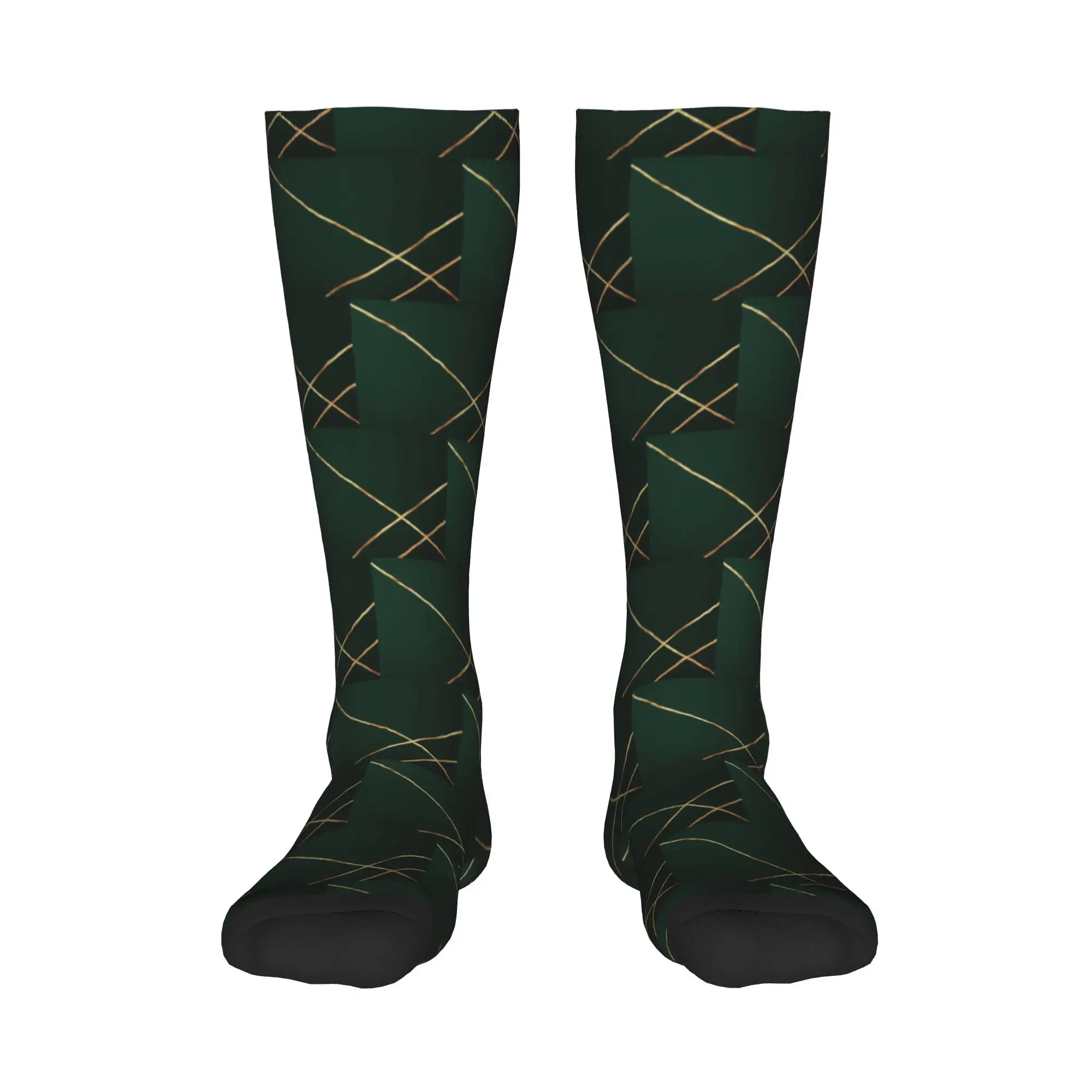 

Всесезонные чулки для экипажа, минималистичные темно-зеленые и золотые носки на подкладке, Harajuku, длинные носки в стиле хип-хоп, аксессуары для мужчин и женщин