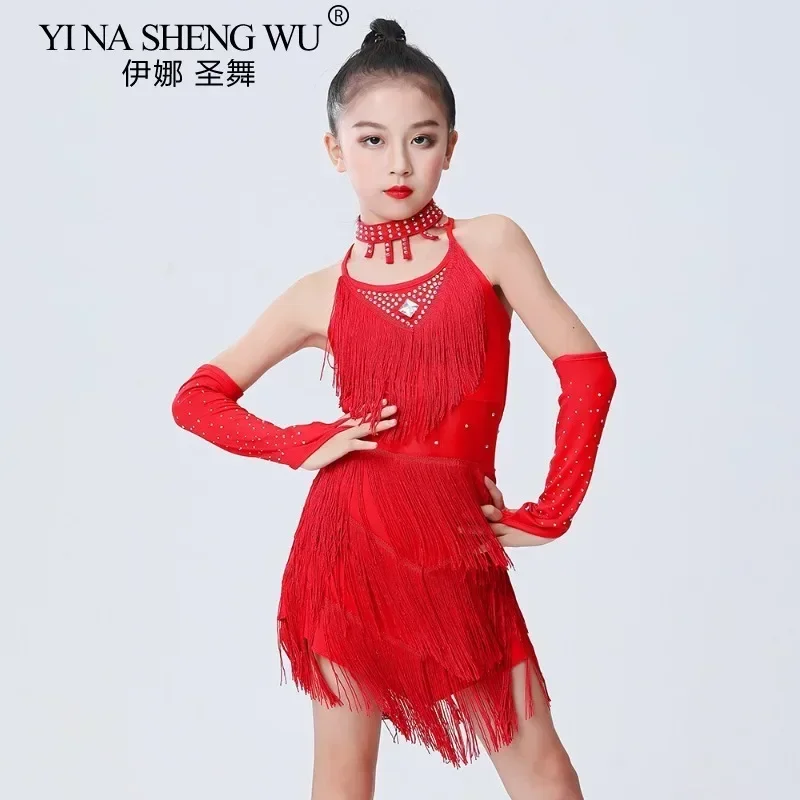 Kids Girls Belly Dance Wear Kids Tango Skirt Carnival Wear Dancewear Latin Salsa High Quality Tassel Dancing Dress Outfits