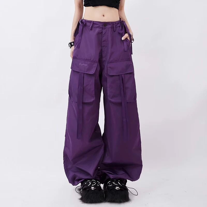 

American Vintage Dopamine Baggy Purple Cargo Pants With Large Pockets For Women