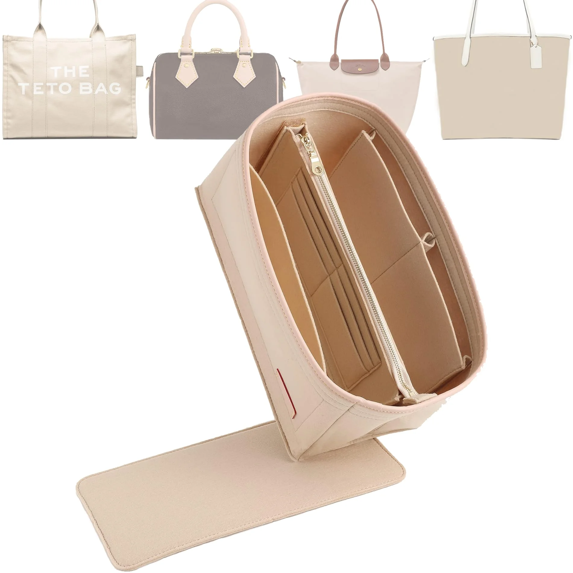 HAVREDELUXE Bag Organizer For Speedy 25 30 펠트 내부 가방 지원 모양 간편한 보관 핸드백 포켓이있는 주최자 삽입