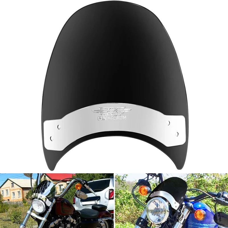 

Motorcycle ABS Plastic Windscreen Black Windshield Wind Deflector Covers For Harley Sportster XL 883 1200 2004-2025