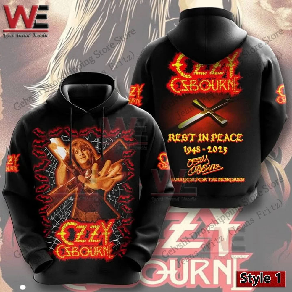 2025 جديد روك باند Ozzy Osbourne ثلاثية الأبعاد طباعة هوديس الرجال النساء موضة المتضخم هوديي البلوز للجنسين معطف الرجال هوديي الهيب هوب