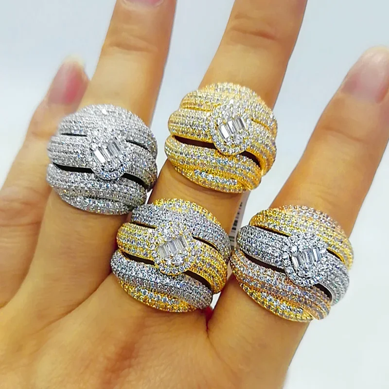 

JEWEL 2025 New Arrivals Romantic Wedding Ring Cubic Zirconia Full Crystal Pave AAA CZ For Women Wedding Party Gift