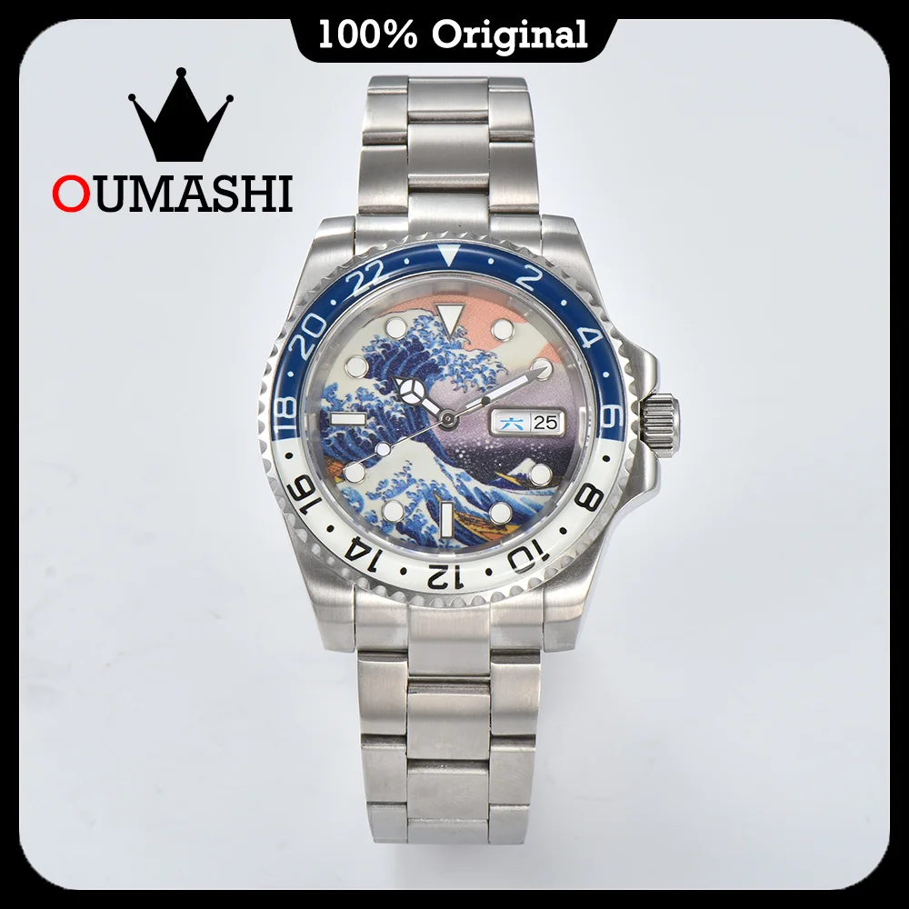 NH35 Watch Japan Kanagawa Dial Sapphire Glass Full Night Vision Luminous Dial 100m Waterproof Fashion Sports Style Watch