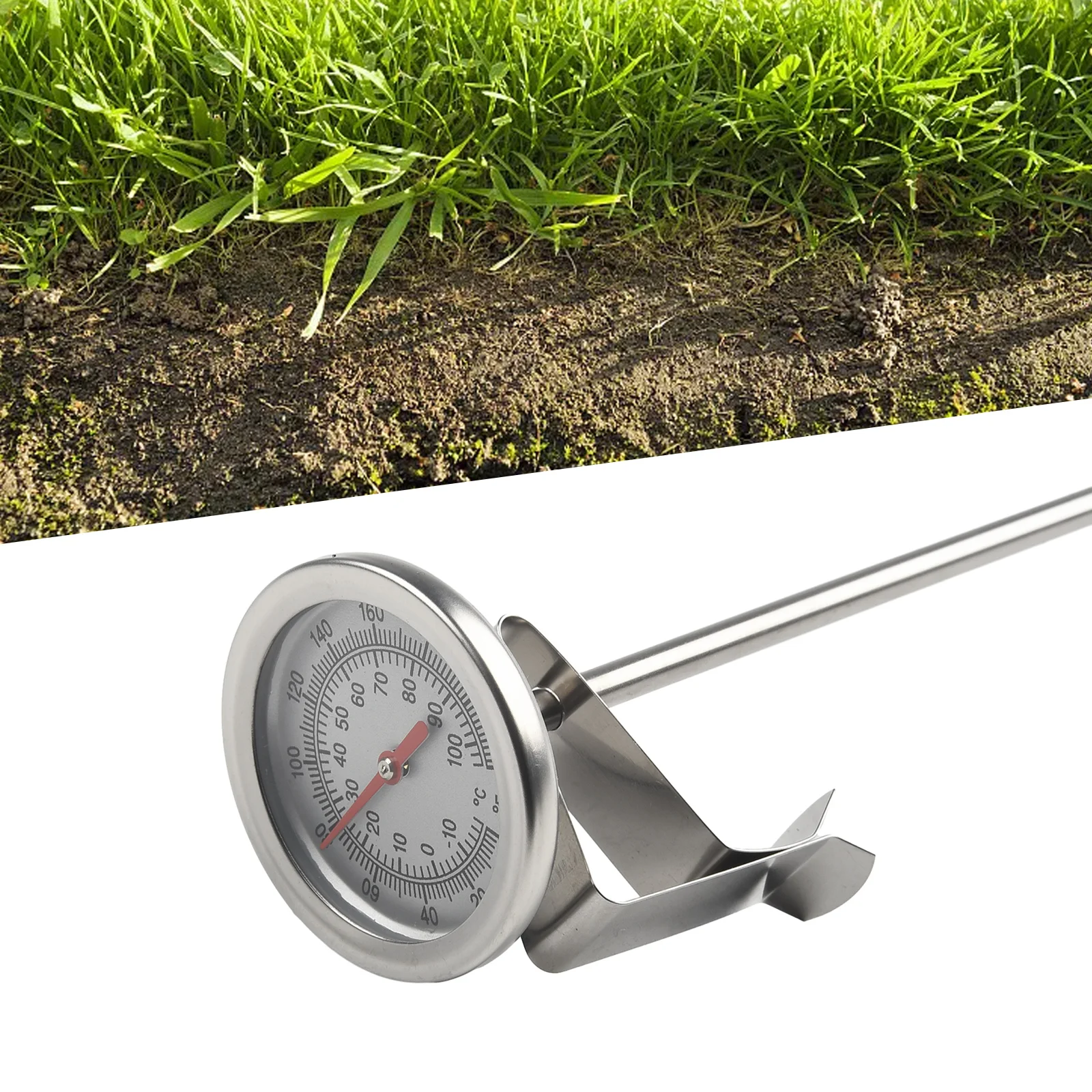 Compost Soil Thermometer 0 120 20inch 50cm Length Accessories Premium Silver Stainless Steel Yard Fast Readings