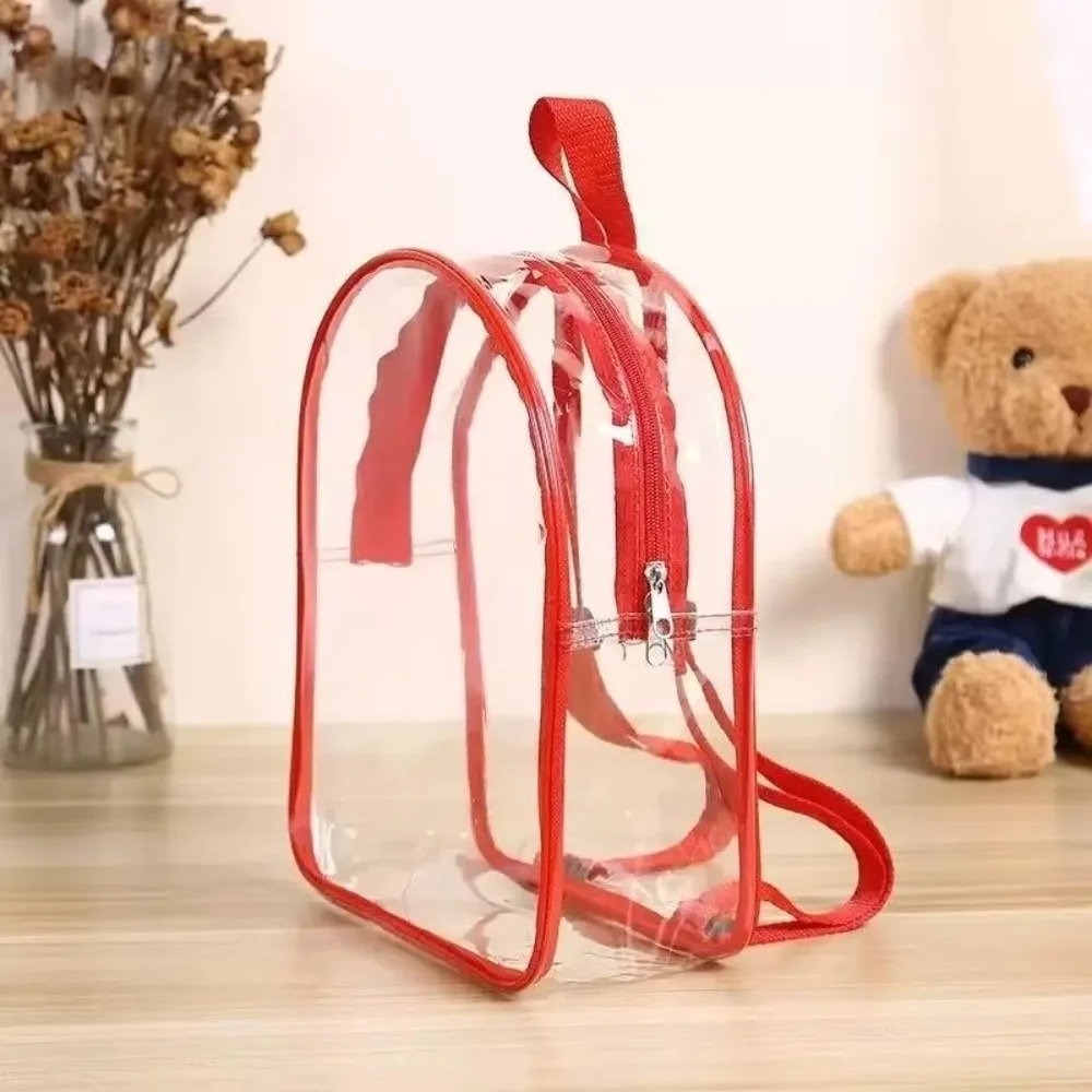 

PVC Children Backpack Zipper Closure Snack Storage Transparent Backpack Double Shoulder Design Toy Storage Storage Gift Bag