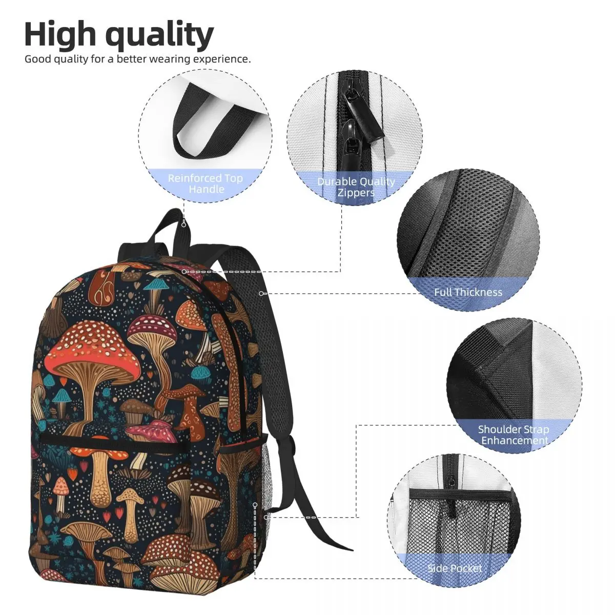 Psychedelic Magic Mushrooms Print Lava Backpack Daypack Large Capacity Boys Girls BookBag School Bag Shoulder Bags for Men Women
