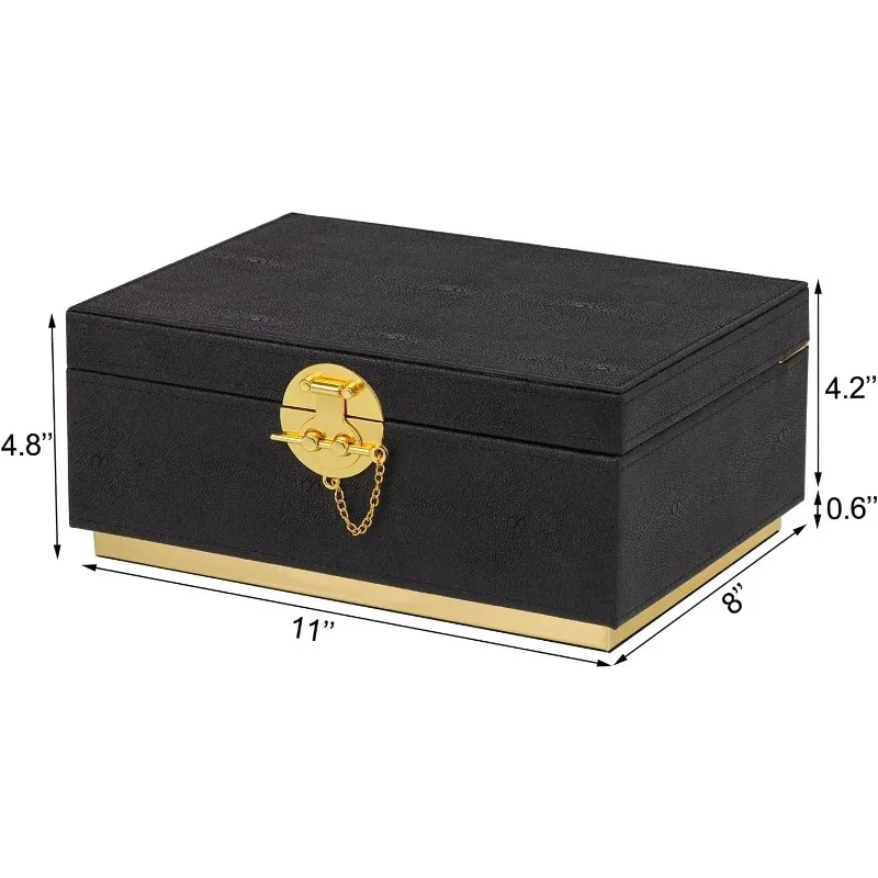 Deluxe PU Leather Decorative Storage Box with Buckle Modern Cosmetics Jewelry Storage Box Large Living Room Bedroom Decorations