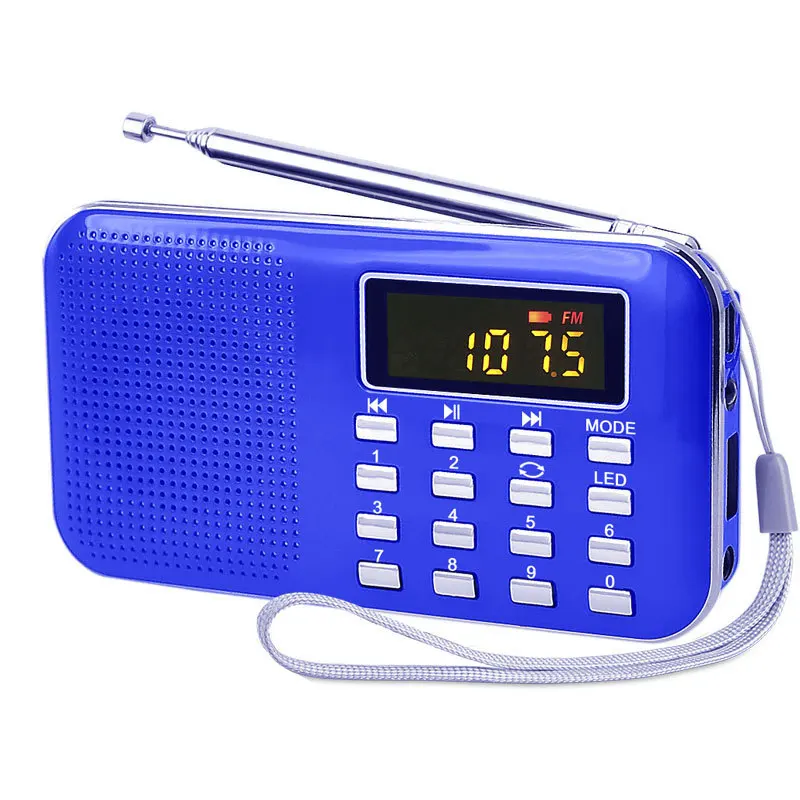 Mini L-218 Digital LCD MP3 Radio Speaker Player Support TF Card USB with LED Flashlight Function Portable Radio FM & AM Speaker