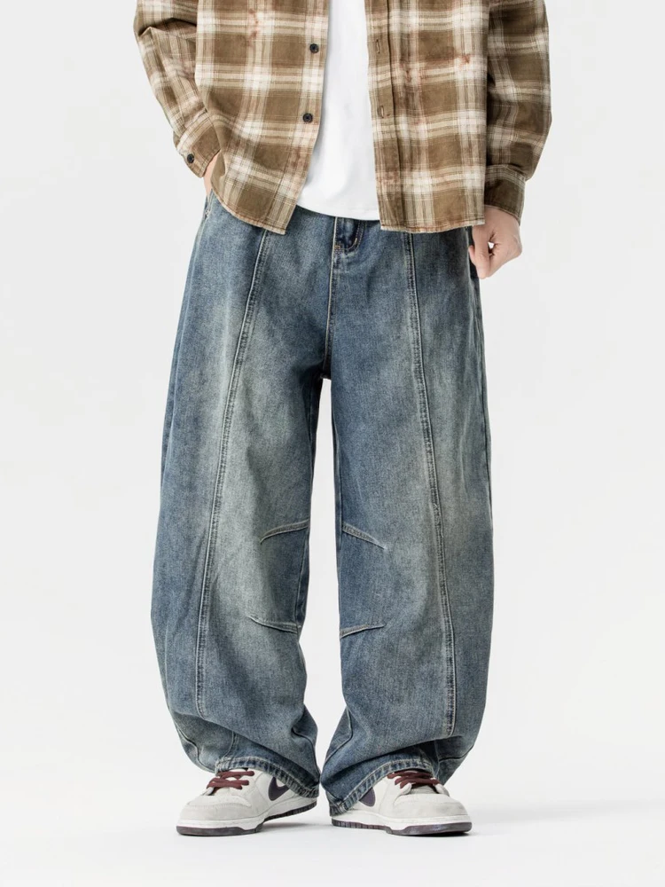 

GAYR Autumn Winter Loose Wide Version Knife Denim Pants 3D Tailoring American Sle Casual Long Trousers for Teens