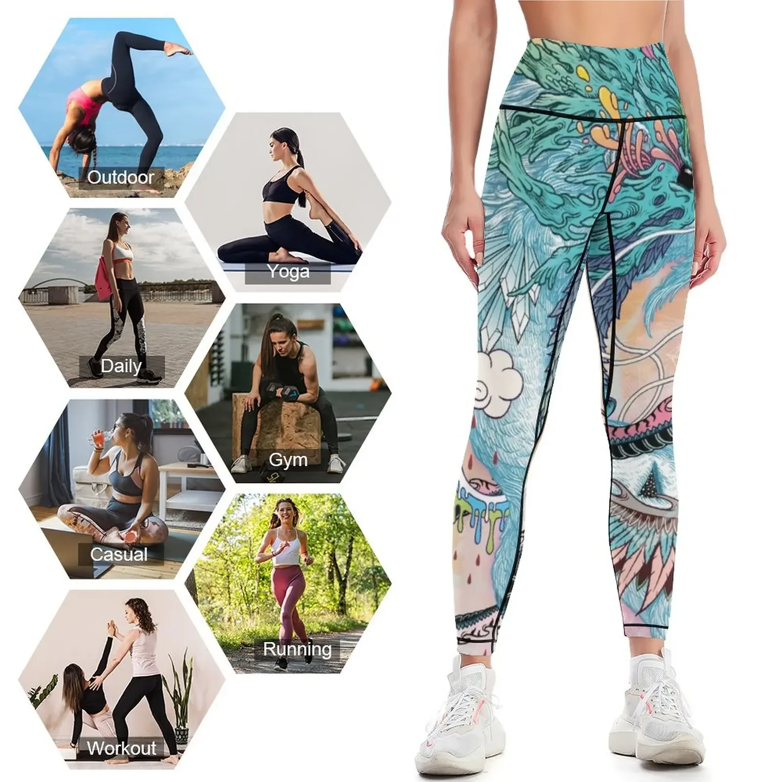 Journeying Spirit (ermine) طماق ملابس رياضية نسائية ملابس غولف السراويل الرياضية رفع الجوارب للنساء طماق #4