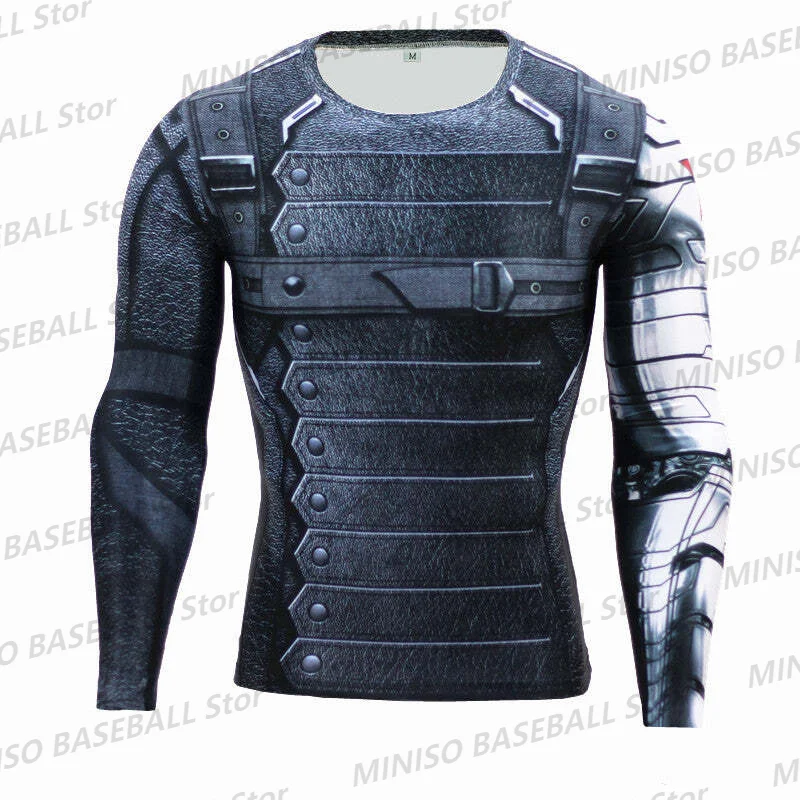 New Summer Boy Marvel Winter Soldier Casual Long Sleeve for Men 3D Printed Marvel Captain America Kid/Adult Gym Parent-Child Top