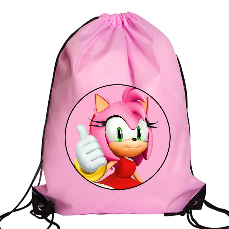 New Sonics Drawstring Bag Children Handbag Cartoon Anime Printed Storage Bags Boys Large Capacity Sports Travel Bag Kids Gifts