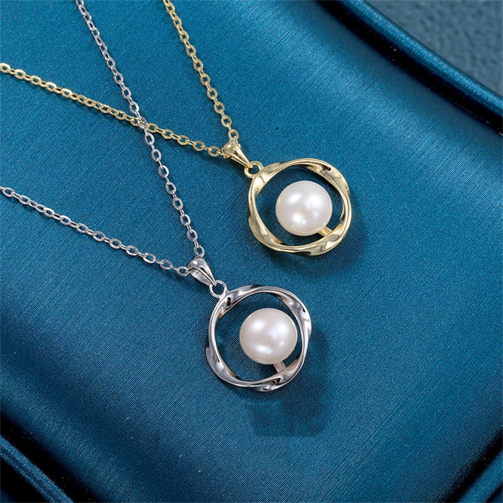 

Korean S925 Sterling Silver Mobius Necklace, Freshwater Pearl Pendant, Women's Niche Design High-End Luxury Versatile Choker