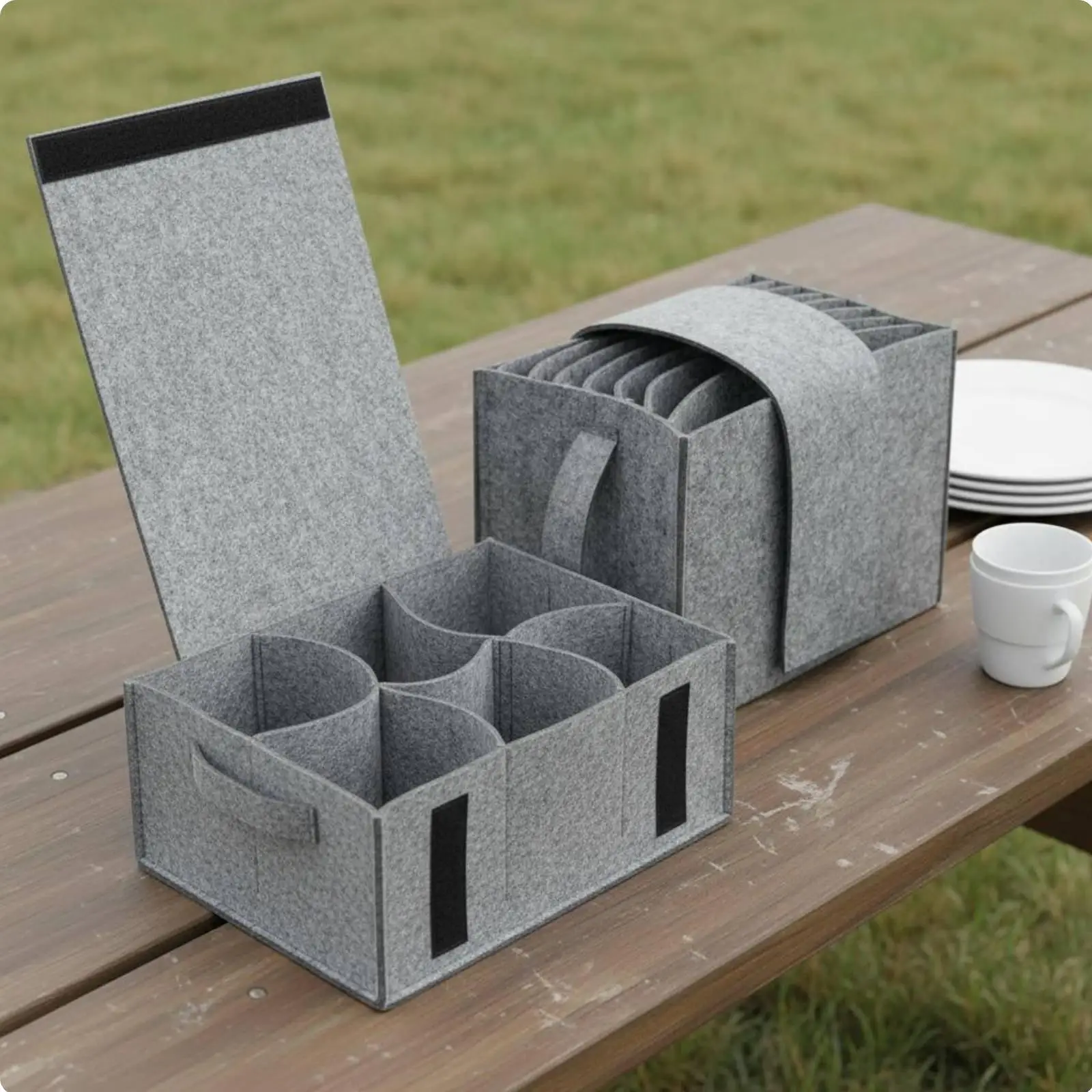 Household Felt Storage Pouch Portable Tableware Carrier Camping Kitchen Tools for Outdoor Equipment Organization view 4