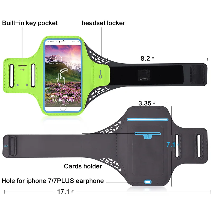 QUESHARK Touchscreen Men Women Running Arm Strap Outdoor Cycling Walking Fitness Arm Cover Storage Bag For Mobile Phone 5.5 6.3"