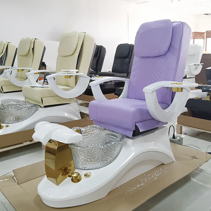 High End Modern Nail Salon Purple Foot Spa Manicure Chair Electric Massage Luxury Pedicure Chair