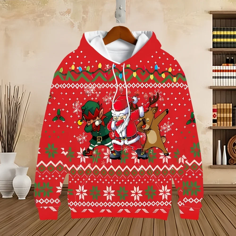 

Shirt fashion 3D printing fun Santa Claus pattern sweatshirt long sleeved pullover sweatshirt for sports