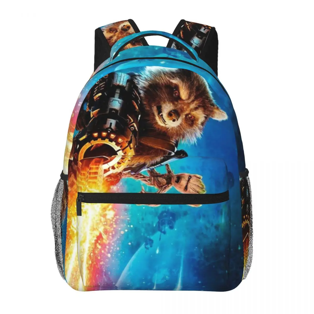 Mochila Rocket Raccoon para meninas e meninos, grande capacidade, leve, impermeável, estudante, 17"