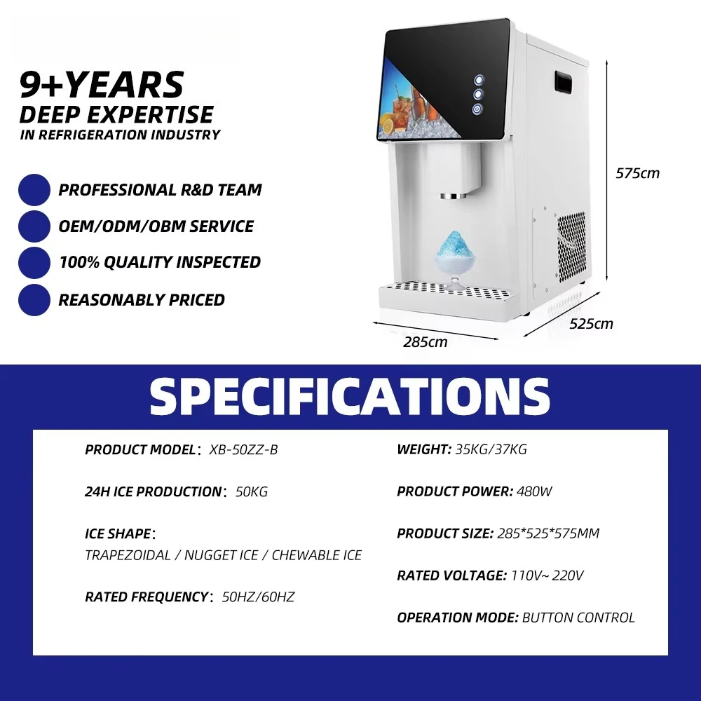 Wholesale 50KG/24h Home  Desktop Party Ice Maker, Portable Chewable Pebble Ice Machine Water Dispenser for Beverages