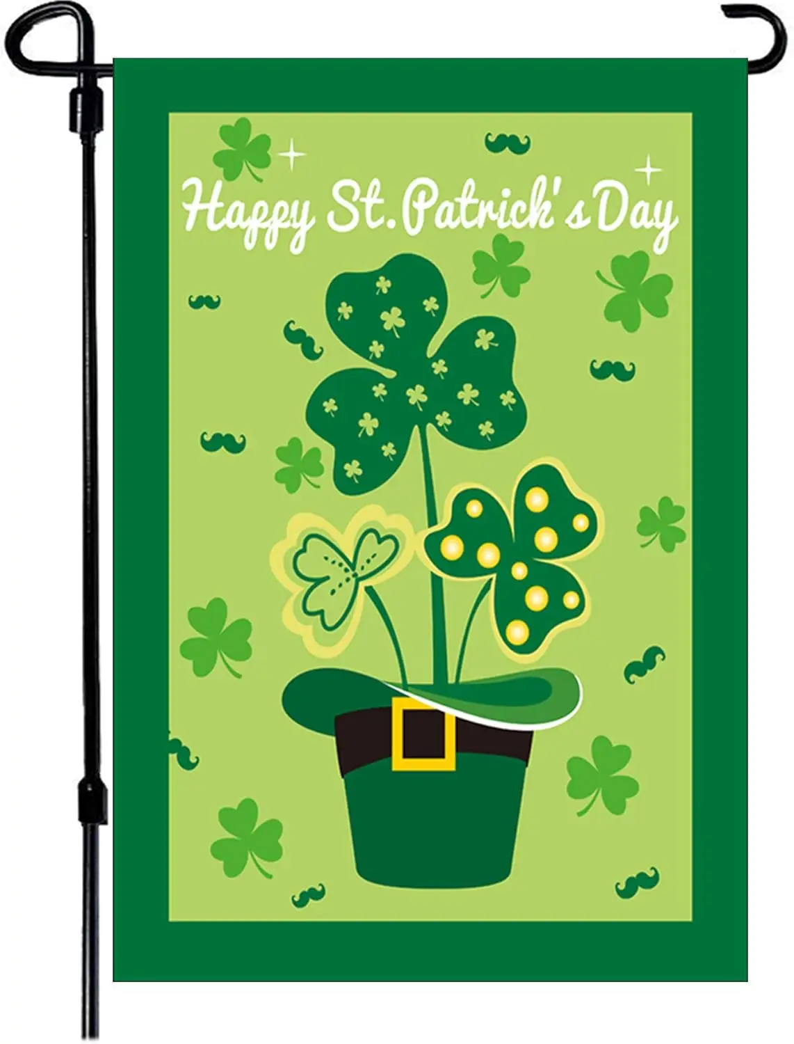 St Patrick's Day Garden Flag,Shamrock/Hat St Patricks Flag 12.5 x 18 Inch Double-Sided Display 2 Layer Linen for Garden  WWP