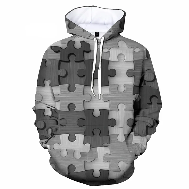 Fashion Multi Color Puzzle 3D Printed Hoodie For Men Long Sleeves Sring Autumn Sweatshirt Cool Street Oversized Pullover Hoodies