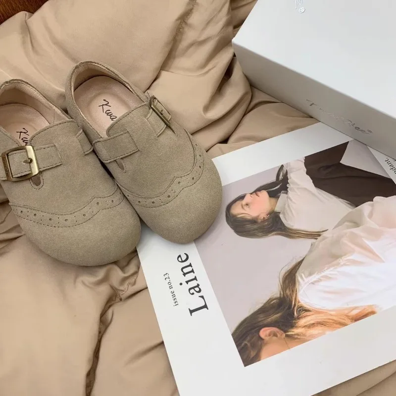 Kinder-Mokassins im Retro-Stil mit weicher Sohle für Jungen und Mädchen, Freizeitschuhe in Unifarben, Vielseitig, 2026 Brandneue Kinder-Flachschuhe mit Klettverschluss – Detail 5