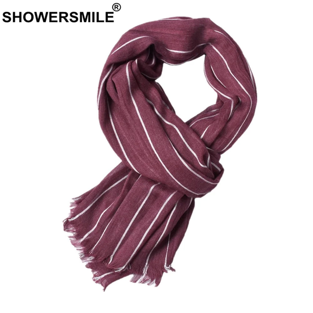 SHOWERSMILE Striped Men Scarf Fashion Warm Male Winter Scarf Blue Red Black Scarf Men Accessories 190cm*100cm