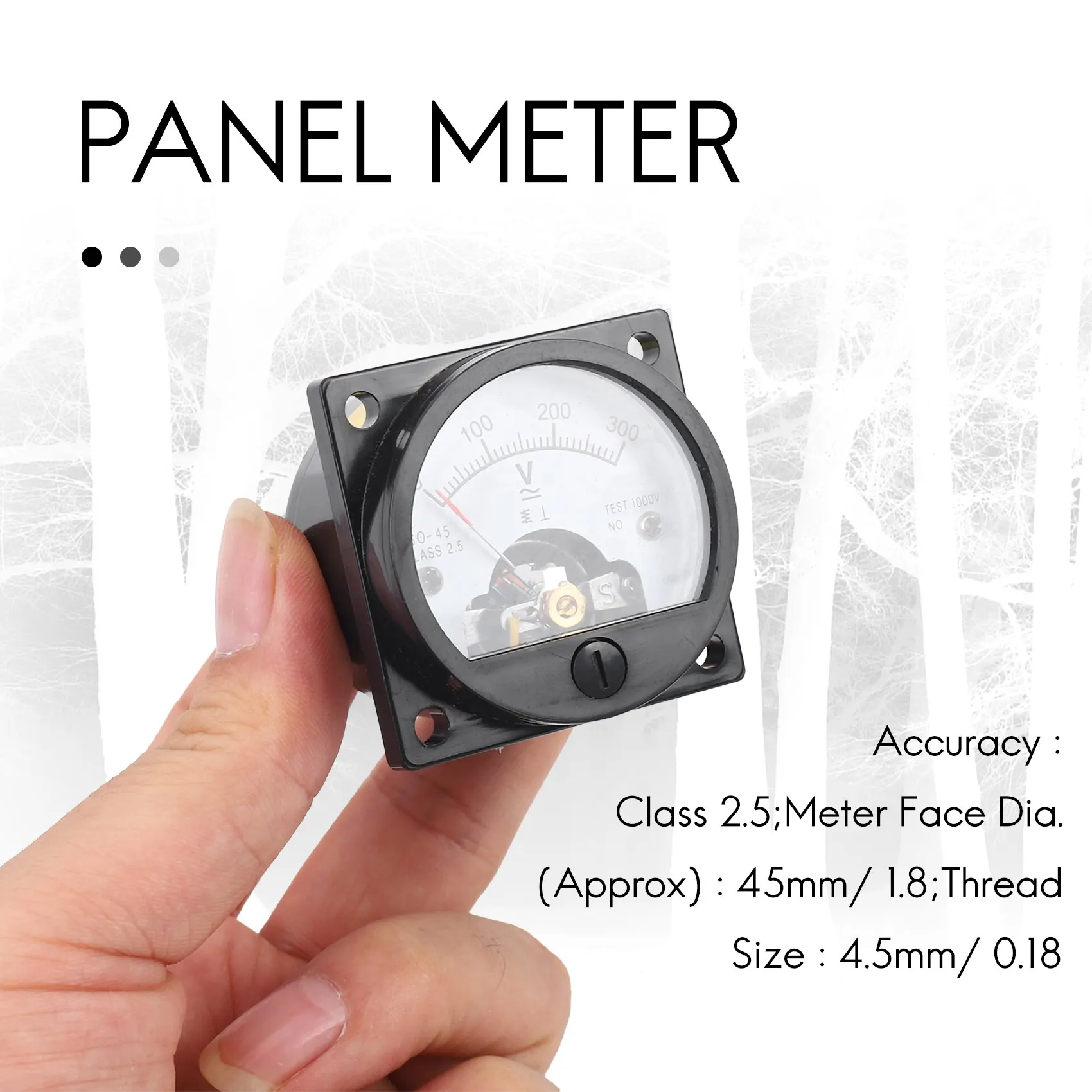 Medidor de Panel de esfera analógica redonda, voltímetro negro, AC 0-300V