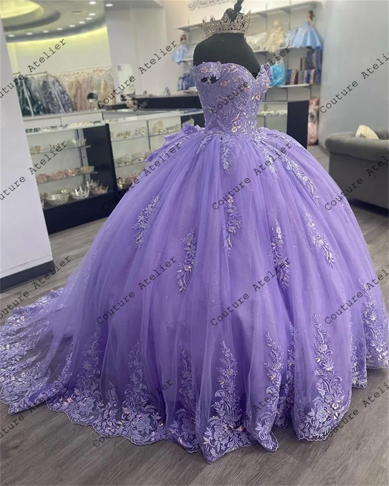 Vestidos De Quinceañera lila para niña De 15 años, Vestidos De fiesta De cumpleaños con apliques, 2024