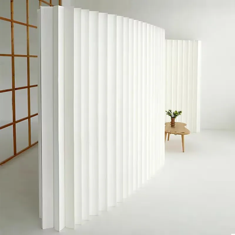 LuxuriousCustomized Size White Brown Organ Paper Wall Screen Room Dividers Office Partition Removable Folding Baffle