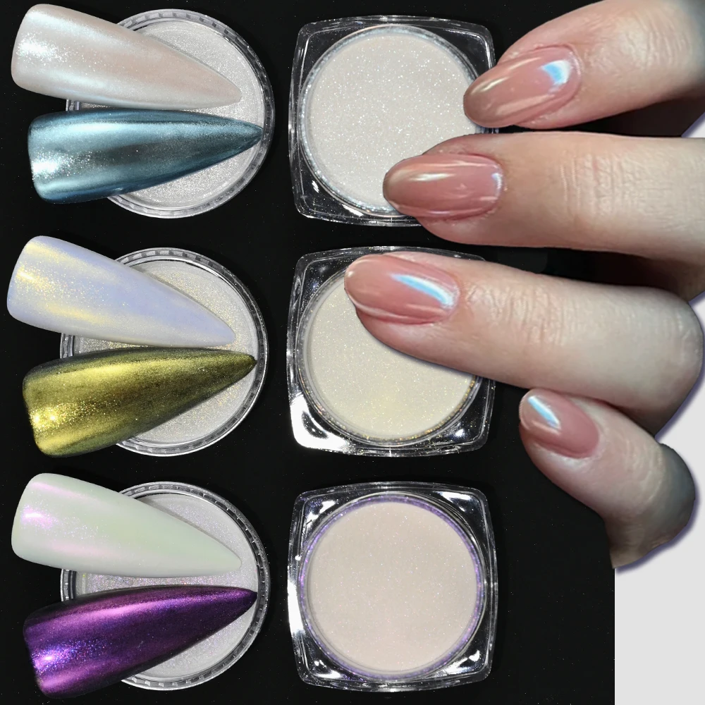 

0.5g/jar Neon Aurora Moonlight Nail Powder Mirror Effect Mermaid Purple Blue Green Chrome Nail Dust Manicure Art Glitter Pigment