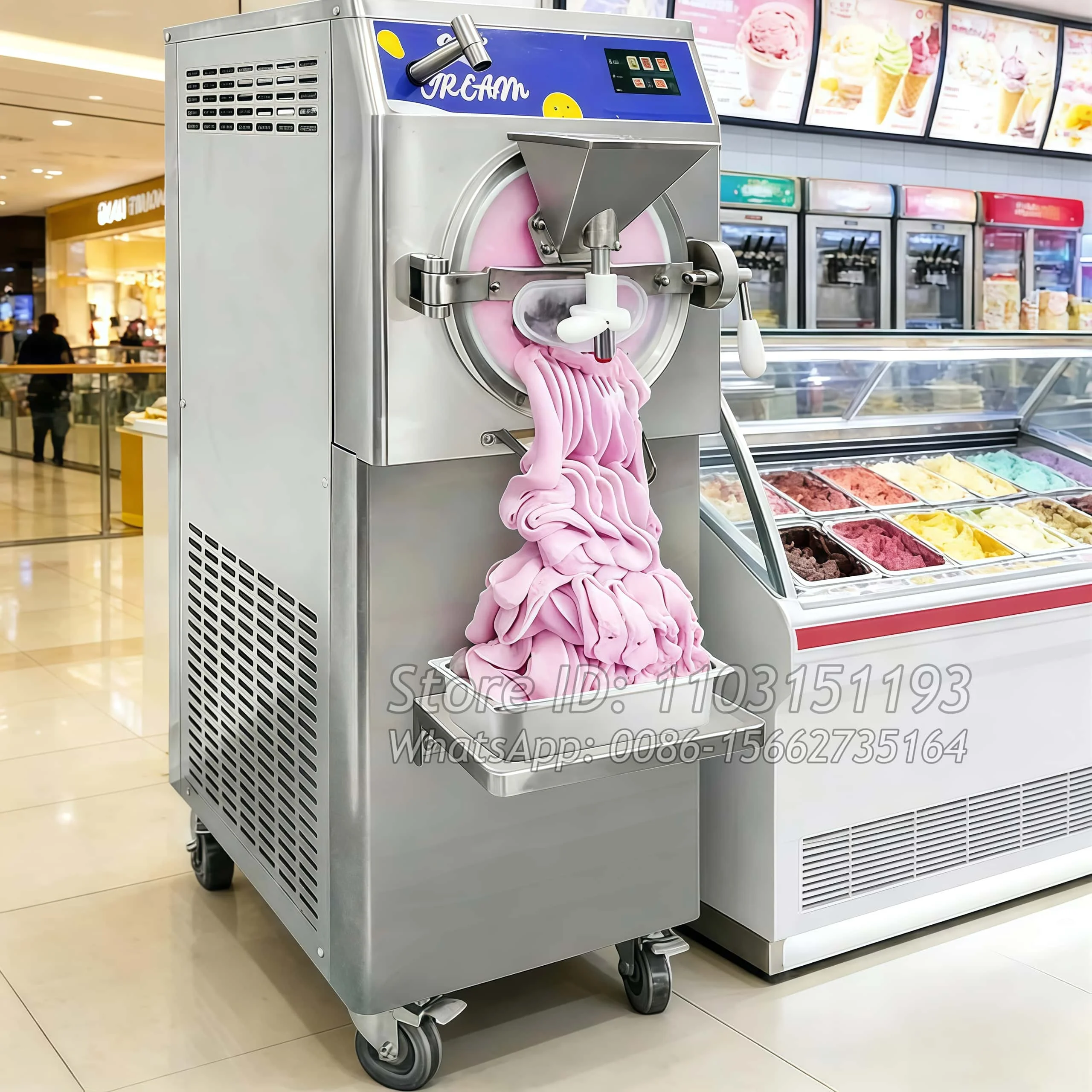

56L/h Gelato Machine 10 Programs Commercial Ice Cream Machine Mehen Batch Freezer Snack Machine Automatic Fresh Fruits